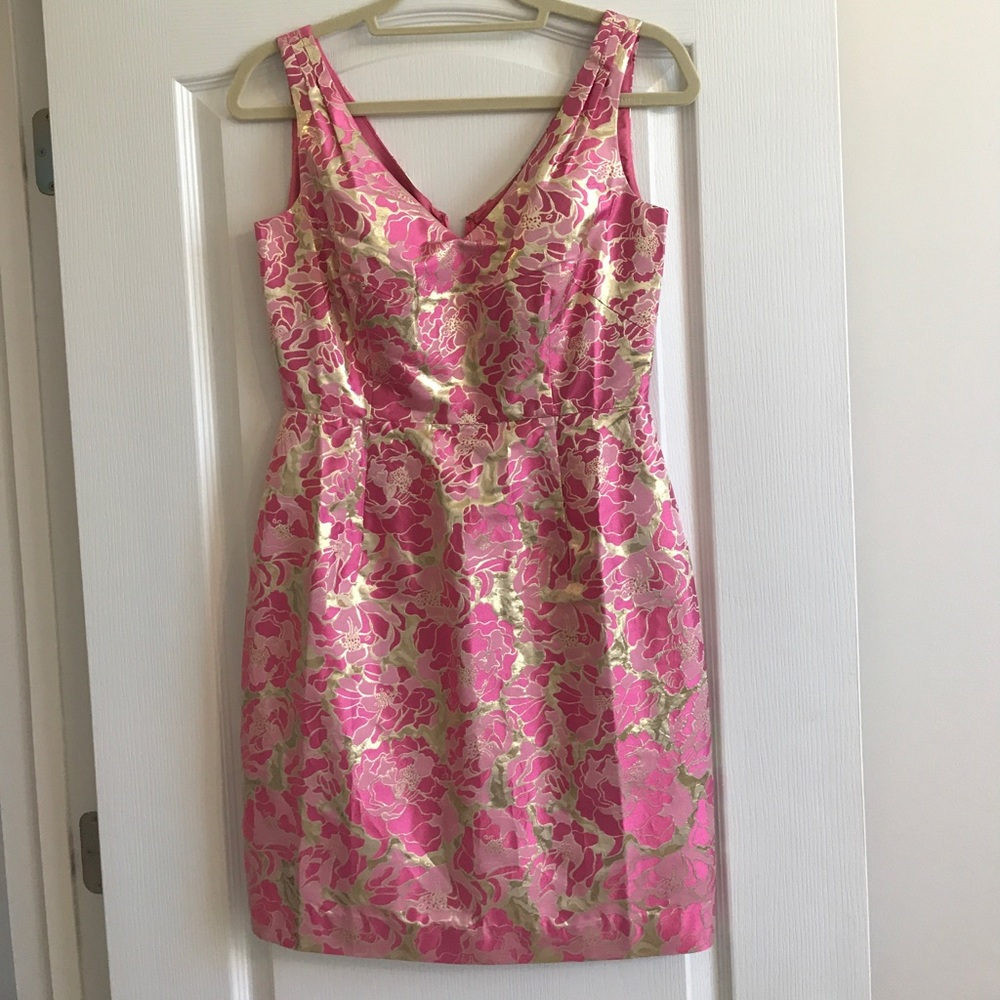 Gold and pink lilly dress